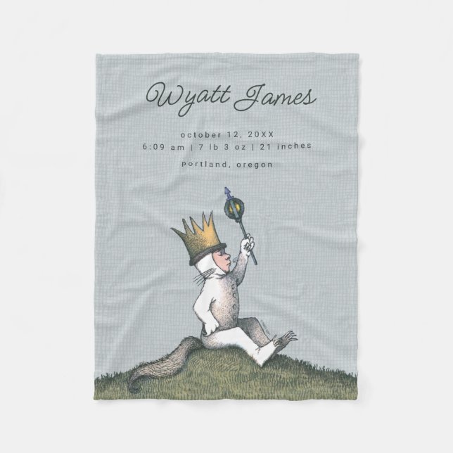 Where the Wild Things Are - King Max | Birth Stats Fleece Blanket (Front)