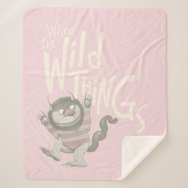 Where the Wild Things Are Quote - Pink Sherpa Blanket (Front)