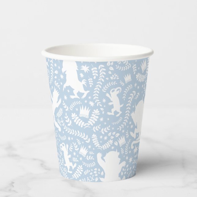 Where the Wild Things Blue Floral Pattern Paper Cups (Front)