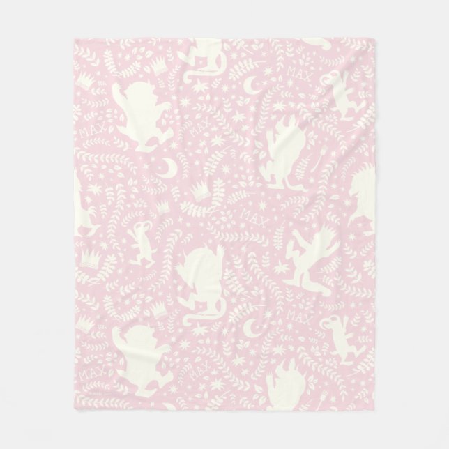 Where the Wild Things Pink Floral Pattern Fleece Blanket (Front)