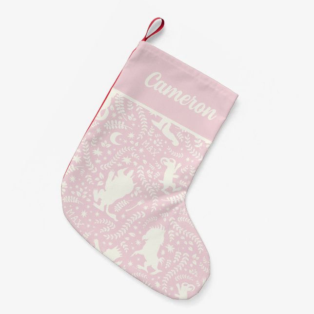 Where the Wild Things Pink Floral Pattern Small Christmas Stocking (Front (Hanging))