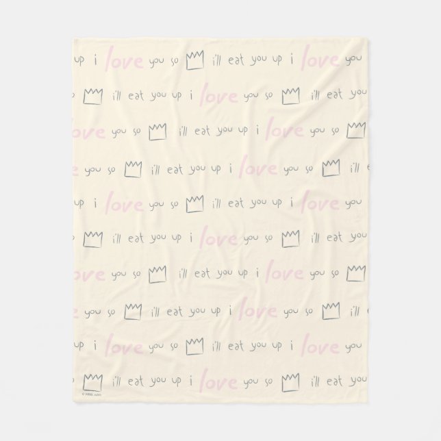 Where the Wild Things Quote Pattern Fleece Blanket (Front)