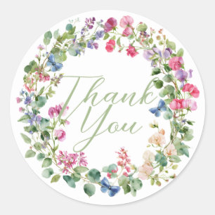 Where the Wildflowers Grow Thank You Classic Round Sticker
