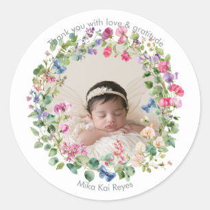 Where the Wildflowers Grow Thank You Classic Round Sticker