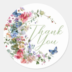 Where the Wildflowers Grow Thank You Classic Round Sticker