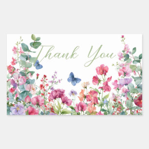 Where the Wildflowers Grow   Thank You Rectangular Sticker