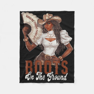 Where Them Fans At Boots On Da Ground Cowgirl Line Fleece Blanket