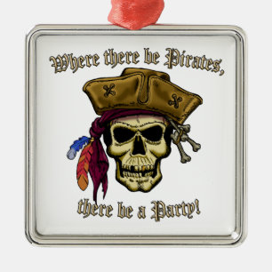 Where there be Pirates, there be a Party! Metal Tree Decoration