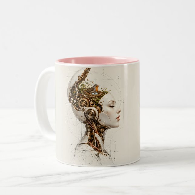 Where Thoughts Nest Two-Tone Coffee Mug (Front Left)
