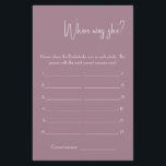 Where was She? Shower Game Card Flyer<br><div class="desc">Make it your own by adding your text. To access advanced editing tools,  please go to "Personalise",  scroll down and press the "click to customise further" link. For more matching designs click the link "Other products from this collection”</div>