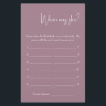 Where was She? Shower Game Card Flyer<br><div class="desc">Make it your own by adding your text. To access advanced editing tools, please go to "Personalise", scroll down and press the "click to customise further" link. For more matching designs click the link "Other products from this collection”</div>
