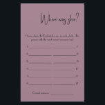 Where was She? Shower Game Card Flyer<br><div class="desc">Make it your own by adding your text. To access advanced editing tools, please go to "Personalise", scroll down and press the "click to customise further" link. For more matching designs click the link "Other products from this collection”</div>