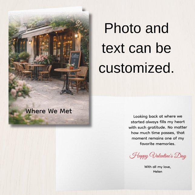 Where We Met Photo Valentine's Day  Holiday Card (Where we met Valentine's Day card with customizable photo and text)