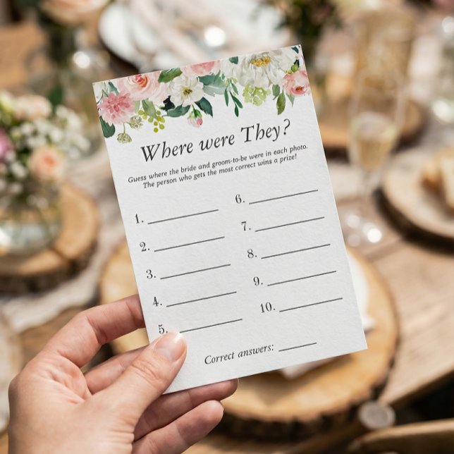 Where Were They Blush Floral Bridal Shower Game Flyer (Creator Uploaded)