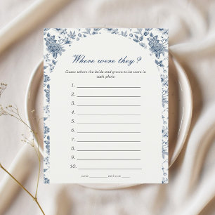 Where were they Bridal Shower Game Blue Floral