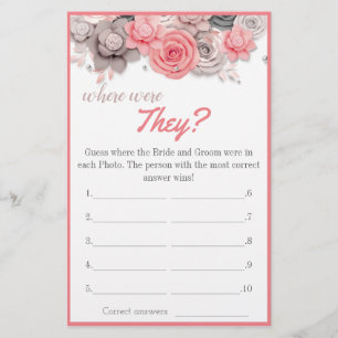 Where were They? Bridal Shower Game Card
