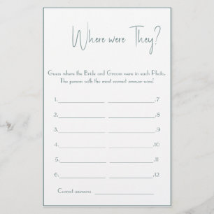 Where Were They? Bridal Shower Game Card Flyer
