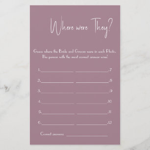 Where Were They? Bridal Shower Game Card Flyer