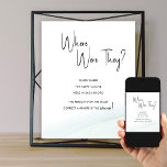 Where Were They Bridal Shower Game Green Wash Poster<br><div class="desc">Where Were They? Bridal shower photo game sign. "Where Were They?" stands out in hand lettered calligraphy with casual elegance. Chic minimalist design with black and white typography on a white background finished, with a gentle watercolor wash and soft green colour palette on the reverse. Simple modern and elegant design...</div>