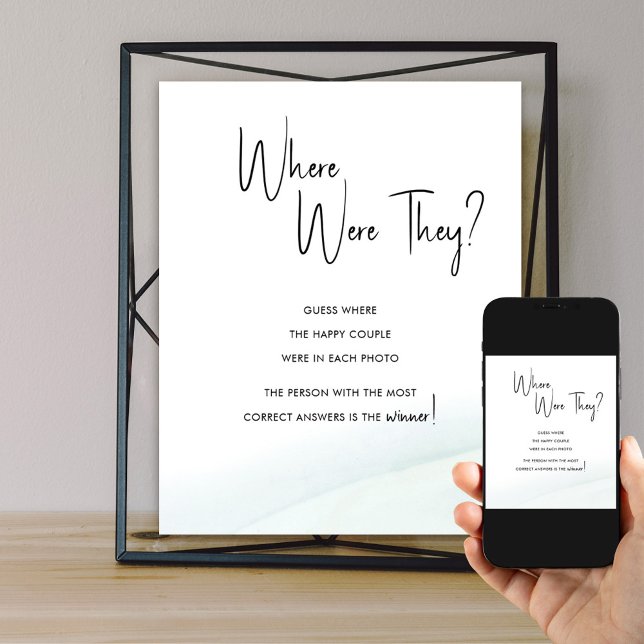 Where Were They Bridal Shower Game Green Wash Poster (Bridal Shower Game Poster to accompany your Where Were They? photos)