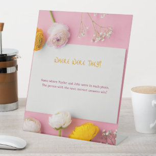 Where were they? bridal shower game pedestal sign