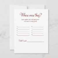 where were they bridal shower place game card 