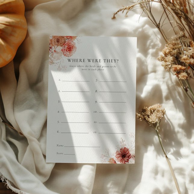 Where Were They Fall Floral Bridal Shower Game Invitation (Creator Uploaded)