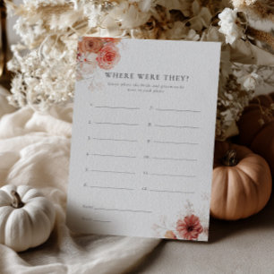 Where Were They Fall Floral Bridal Shower Game Invitation