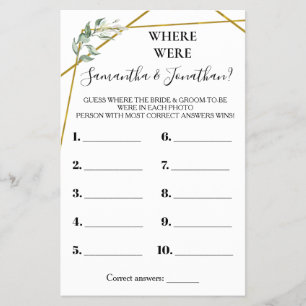 Where were They Greenery Gold shower card