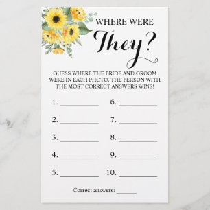 Where were They? Greenery Sunflower Game Card