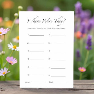 Where Were They Minimalist Bridal Shower Game Card
