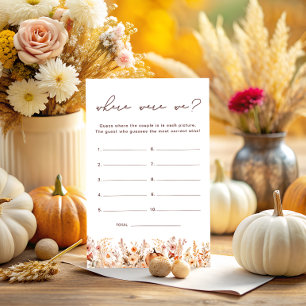 Where Were We Boho Fall Pumpkin Bridal Shower Game