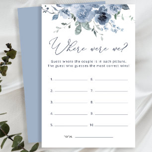 Where Were We Dusty Blue Bridal Shower Game