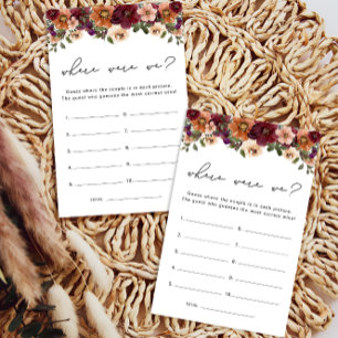 Where Were We Fall Floral Bridal Shower Game
