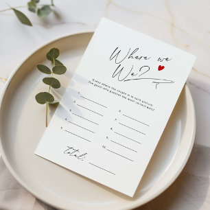 Where were we Simple script bridal shower game