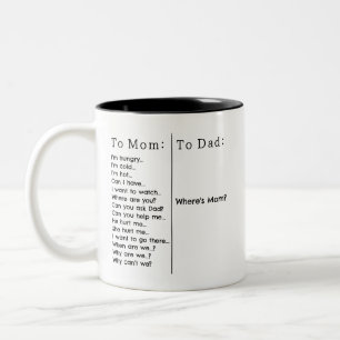 Where's Mum? Funny Parent Two-Tone Coffee Mug