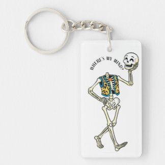 Where's My Mind Funny Halloween Skeleton Acrylic K Key Ring