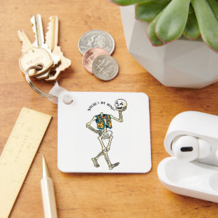 Where's My Mind Funny Halloween Skeleton Pattern W Key Ring