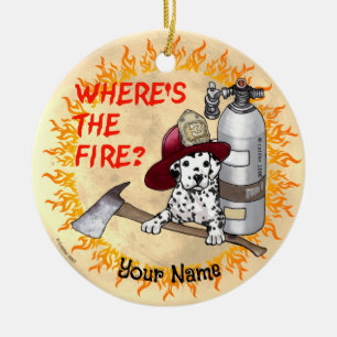 Wheres the Fire Firefighter Ceramic Tree Decoration