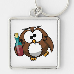 "WHERE'S THE PARTY?" DRUNK OWL KEY RING