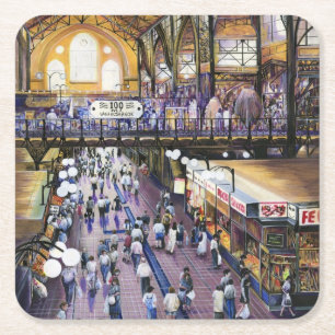 Where's the Water Closet? Budapest Square Paper Coaster