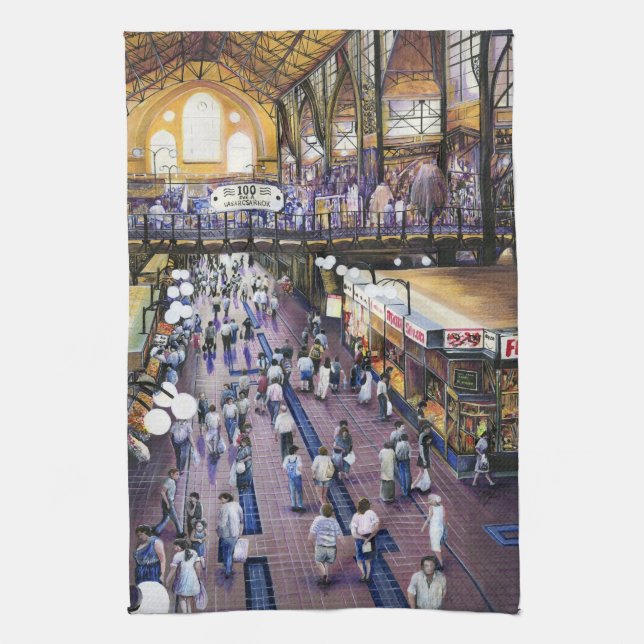 Where's the Women's Water Closet? Budapest Tea Towel (Vertical)