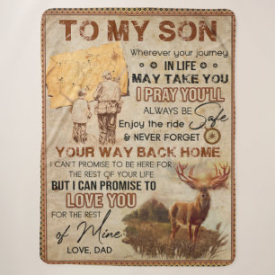 Wherever Your Journey In Life - Deer Dad To Son Sherpa Blanket