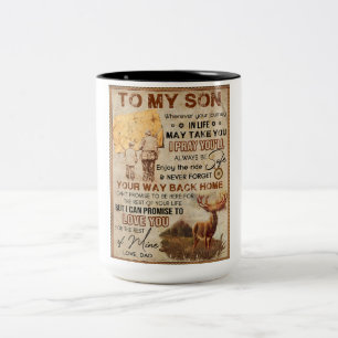 Wherever Your Journey In Life - Deer Dad To Son Two-Tone Coffee Mug
