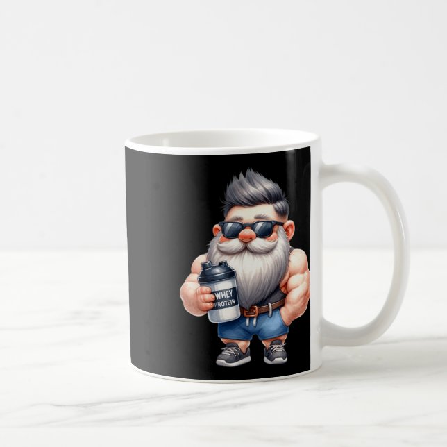 Whey Protein Gnome Dad Funny Bodybuilder Graphic F Coffee Mug (Right)