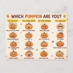"Which Pumpkin Are You?" Humourous Halloween Desig Postcard