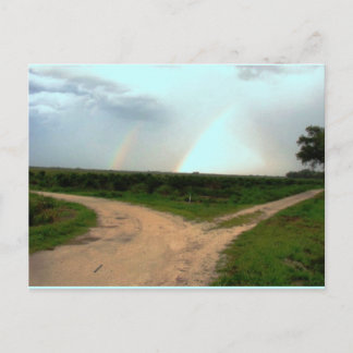 Which way now~Double Rainbow at Crossroads Postcard