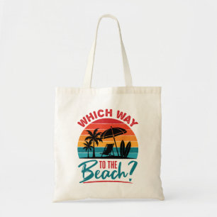 Which Way to the Beach Cute Summer Beach Lover Tote Bag