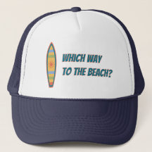 Which way to the beach? Standing Surfboard