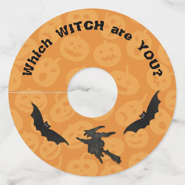 Which Witch Halloween Wine Glass Tag (Front)